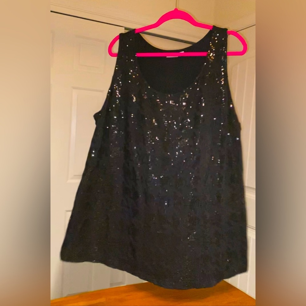 Nordstrom’s NWT Halogen Encore women’s  2X Sequined Black sleeveless Dress top